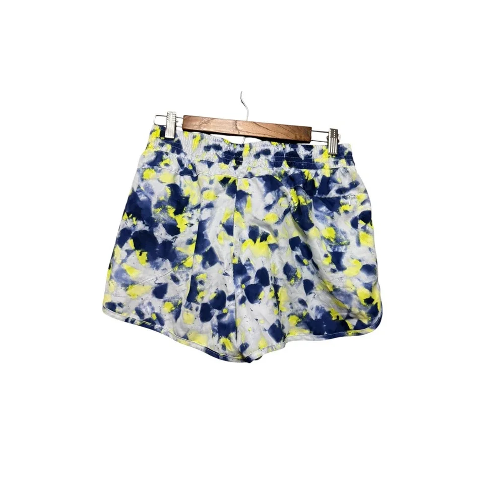 Athletic Works Running Shorts Womens S 4-6 Blue Yellow Excellent Tie Dye Pockets